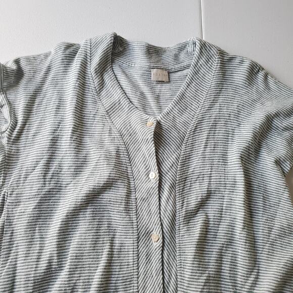 Poetry Dress Womens US 4 Gray White Striped Button Front Linen Coastal Midi - Picture 4 of 10